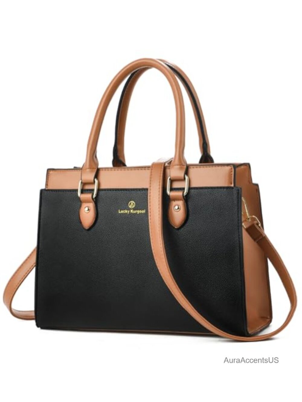 Faux Leather Satchel Crossbody Handbag Adjustable Removable Strap Medium